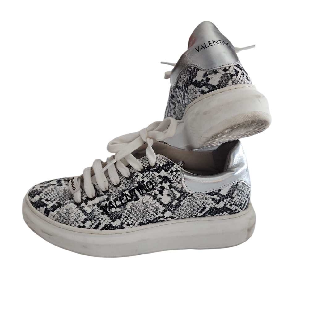 Valentino Luxury Leather Sneakers Faux Snakeskin Sz 9.5